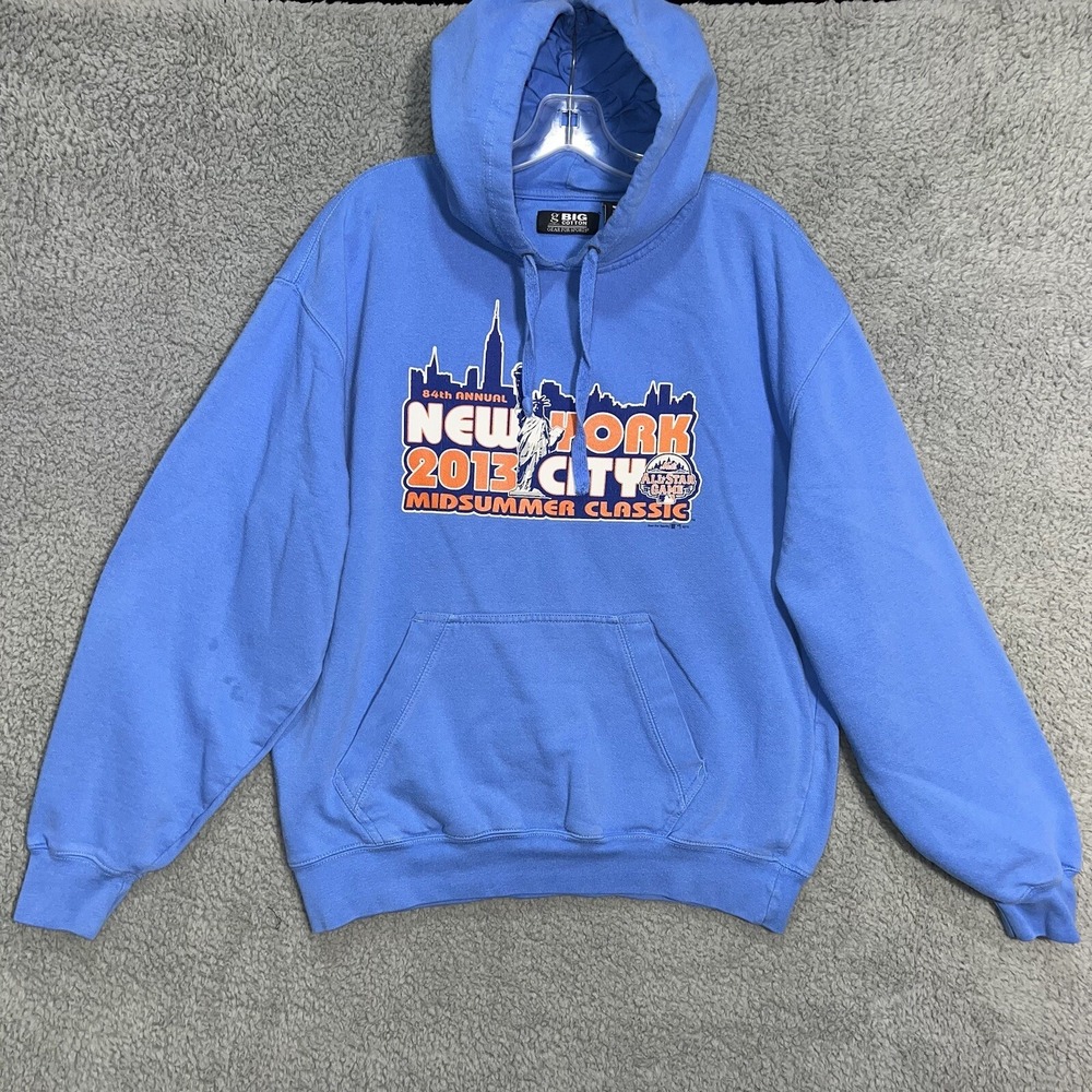 New York Mets Hoodie Men's Sz L Blue 2013 ASG Skyline Statue of Liberty Pullover